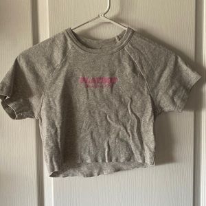 Grey playboy by pacsun raw hem crop top